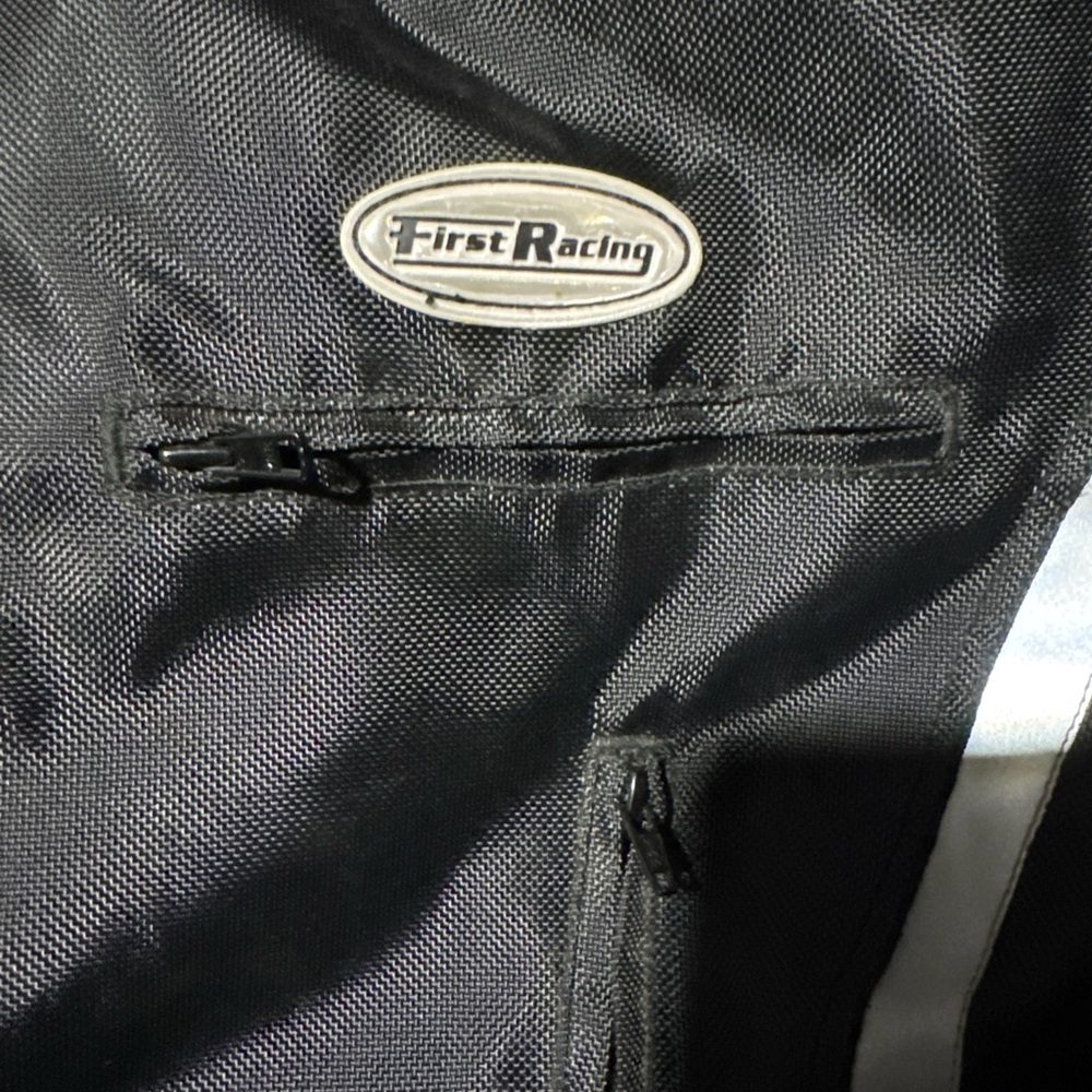 First Racing Armored Black Motorcycle Jacket, Reflective with Inner Liner - Picture 3 of 8